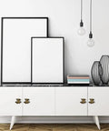Modern living room with six piece frog shaped cabinet handles crafted from solid zinc alloy on white drawers