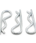 R Shaped Spring Cotter Pins 10 Size Set For M1 To M5 Heavy Duty Fasteners Zinc Plated Carbon Steel Hair Pin Hitch Pin Assortment, close-up