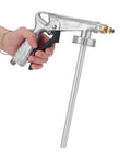 Zerodis High Volume Airless Paint Spray Gun For Wall And Furniture Coating held in hand, showcasing aluminum body and trigger design.