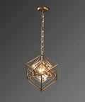 Top Notch Square Crystal Ceiling Pendant Light With Heavy Duty All Copper Frame And Zero Hassle Rust Proof Finish To Bring That Fresh Vibe To Any Room You Choose - suspended square crystal design with golden frame