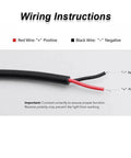 Wiring instructions for red and black wires, highlighting positive and negative connections, for Amp Up Shop Floor Safety Using This Hella Visible Forklift Warning Lamp That Projects Bold Red Ground Signals For Raymond 8210 Industrial Trucks And Warehouse Loading Areas.