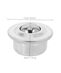 Close-up of a single 12 Pack Metal Ball Bearing Caster With Protective Cover, showcasing silver finish, dimensions 1.2x0.6 inches, for furniture and equipment.