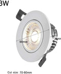 WKNHHL Recessed Lighting Housing Trim Kits 3W Round Metal commercial downlight with 90mm diameter and 38mm depth, for interior ceilings.