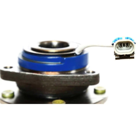 Close-up of a Wheel Hub And Bearing Assembly With ABS Sensor Ready To Roll 5 Lug, showing polished hub and ABS connector.