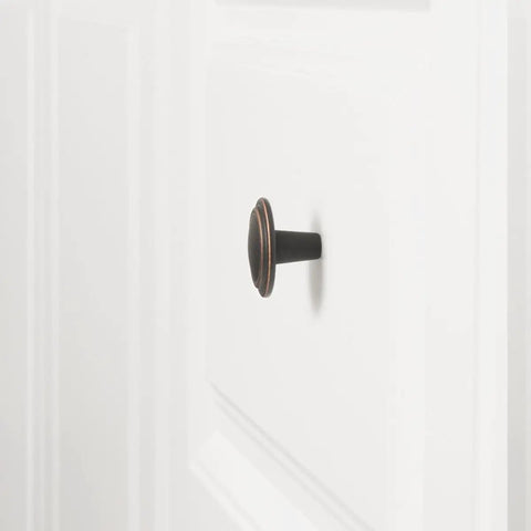 Oil Rubbed Bronze Cabinet Knobs 1.25 Inch Diameter, Straight Top Ring Style, 10 Pack With Mounting Screws For Easy Install, Classic Rustic Hardware For Kitchen Cabinets And Drawers