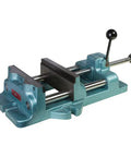 Cam Action Drill Press Vise With Eight Inch Jaw Width And Eight And Three Sixteenths Inch Max Opening, Beefy Cast Iron Build, Center Bar Quick Adjustment