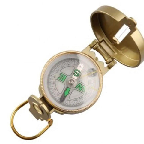 Golden Spiral Portable Compass For Outdoor Navigation And Survival, durable metal lens with 45mm dial, foldable shell open