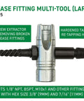 LockNLube Large grease fitting multi-tool; metal body with left screw extractor and right hardened tap