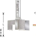 Diagram of Carbide Tipped 1-1/2 Inch Spoilboard Surfacing Router Bit, 1/2 Inch Cutting Height, 1/2 Inch Shank, 2-1/2 Inch Overall Length