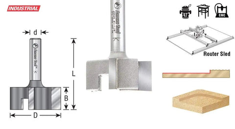 Diagram of Carbide Tipped 1-1/2 Inch Spoilboard Surfacing Router Bit, 1/2 Inch Cutting Height, 1/2 Inch Shank, 2-1/2 Inch Overall Length