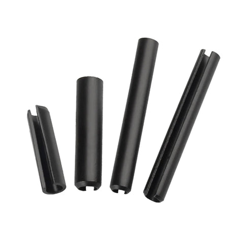 Front view of 65Mn Manganese Steel Elastic Cylindrical Slotted Pin Set M1.5 M2 M3 M4 M5 M6 With 12mm Diameter And 3mm To 100mm Lengths