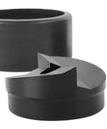 2 Inch Conduit Knockout Punch Unit With Manual Draw Stud Delivers a 2.416 Inch Hole, black steel punch and die set