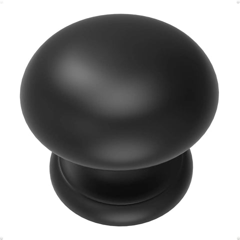 Matte Black Large Bifold Closet Door Knobs Four Pack With Renovation Ready Wide Base Zinc Round Kitchen Wardrobe Dresser Dummy Pull Knobs