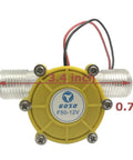 DIY Micro Hydroelectric 10W Water Turbine Generator For Off Grid Power, 12V DC Output For LED Lighting And Phone Charging, Three Quarters Inch NPT Thread Compatible Water Flow Generator, Durable Yellow, dimensions labeled