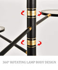 Detail of Badass Retro Multi Head Pendant Chandelier With Adjustable Height And Dimmable Control Industrial Vintage Ceiling Light Fixture in sleek black.