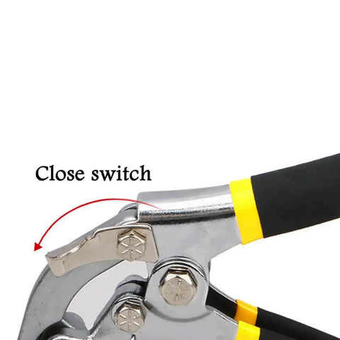 75mm Curved Sheet Bending Pliers with close switch, durable steel construction, ergonomic grip for metal seaming and edge forming