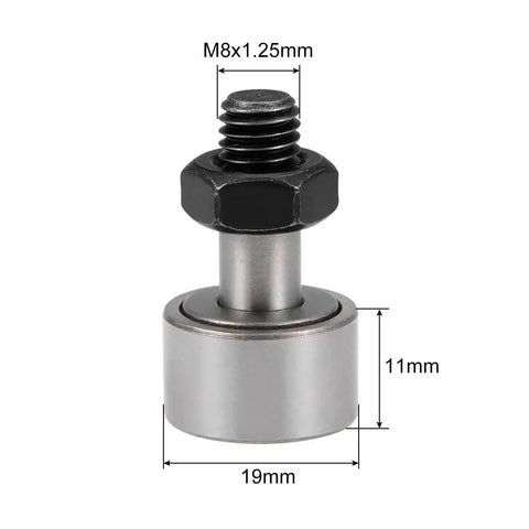Rock Solid Cf8 Kr19 Cam Follower Needle Roller Bearing With 19Mm Roller Diameter And 11Mm Width Plus M8x1.25 Stud Thread Sealed Heavy Duty Design For Smooth Durable Track Motion 2 Pack showing dimensions.