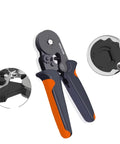 High Performance Self Ratcheting Crimpers Tool For Heat Shrink Terminals modular design with cushioned grip and stripping slots.