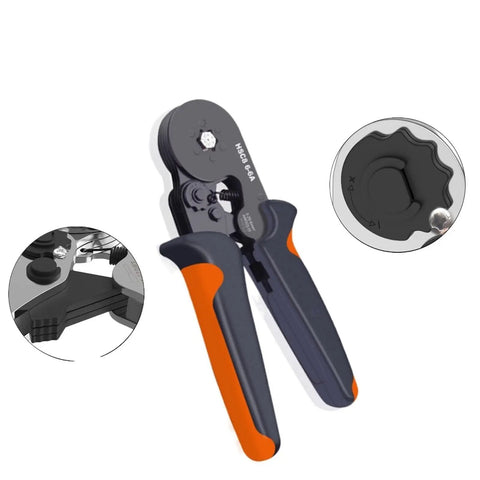 High Performance Self Ratcheting Crimpers Tool For Heat Shrink Terminals modular design with cushioned grip and stripping slots.