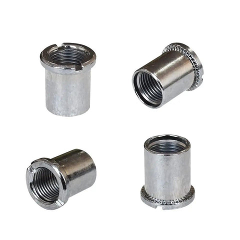 Chainring bolts kit for road bikes and MTB, 5 pcs per size, steel bolts and aluminum washers, crankset nuts close-up detail