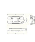 Technical diagram of 2 Pack Adjustable Cross Style Hidden Door Hinges for a sleek concealed look with measurements