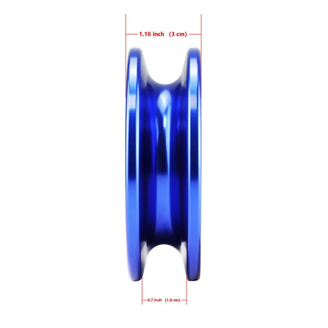 Side view of Heavy Duty Winch Recovery Ring 66000 Lbs For Soft Shackle And Synthetic Rope For ATV UTV SUV Truck Off Road Recovery Blue CNC Machined 7075 Aluminum Alloy showing thickness and width dimensions.