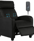 Massage Recliner Chair With Footrest In PU Leather Plush Padded Wide Seat Wingback Sofa For Living Room And Home Theater Comfy Cloud Like Comfort Easy To Recline Black