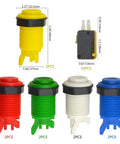 10 Pack Arcade Game Push Buttons With 3 Pin Micro Switch For Jamma Mame Arcade Video Games DIY, various colored buttons