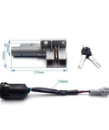 Motorcycle Ignition Switch Locks For Surron Light Bee X S Electric Off Road Motorbike ATV Dirt Bike Barrel Lock Durable Locking Cylinder For Quick Safe Start And Theft Prevention, with keys and wiring, dimensions labeled.
