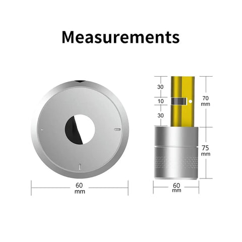 Measurements of Zero Fuss Keyless Entry Setup With This Game Changing Smart Lock featuring fingerprint scanning and sturdy cylinder.