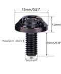 Beefy Titanium M5x10mm Torx Head Bolt T30 Set for Bikes and Motorcycles, 6AL-4V TC4 Grade 5, Black Finish, dimensions shown