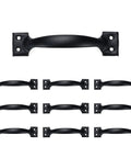 Set of 10 six inch rustic gate handle pulls vintage style barn door hardware with screws black for easy home improvement