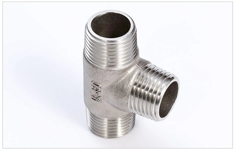 Two Pack 304 Stainless Steel NPT Male Tee Fittings One-Half Inch Three Way Pipe Tee For Oil Air And Gas Lines Tough As Nails Industrial Grade Corrosion Resistant