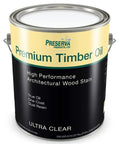 8 Pack of 1 Gal Ultra Clear Premium Timber Oil High Performance Architectural Wood Stain in a paint can.