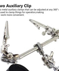 Metal auxiliary clips on Desktop LED Magnifying Glass Soldering Station With Dual 3.5X And 12X Magnification for soldering use
