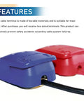 Side view of Two Piece Copper Plated Battery Terminal Clamps With Protective Cover And Quick Release Positive Negative Car Battery Connectors Insulated PVC Shell