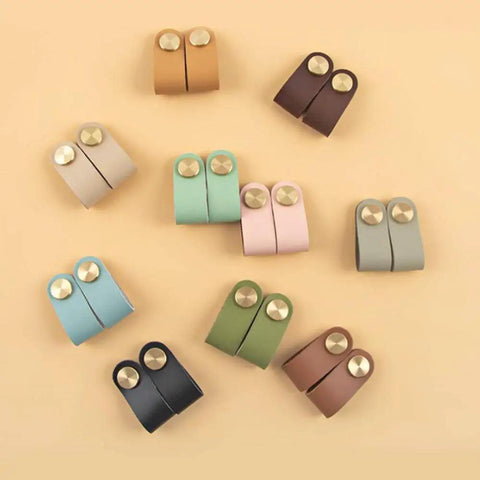 Rock Solid Set Of Six Premium Genuine Cowhide Leather Drawer Pulls With Brass Screws Handmade Cabinet Handles For Bedroom Bathroom Home Decor Light Green
