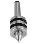 MT3 live center, alloy steel Morse Taper 3 precision lathe center with knurled grip, front view