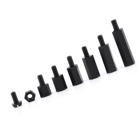 250Pcs Long Lasting Nylon Standoff Spacer Kit for Circuit Boards, Anti Signal Interference Hex Pillars, M2 Single Pass C Model Mounting Hardware Set With Nuts, Screws, and Male and Female Standoffs for Chip Thermal Channels black nylon standoffs and nut