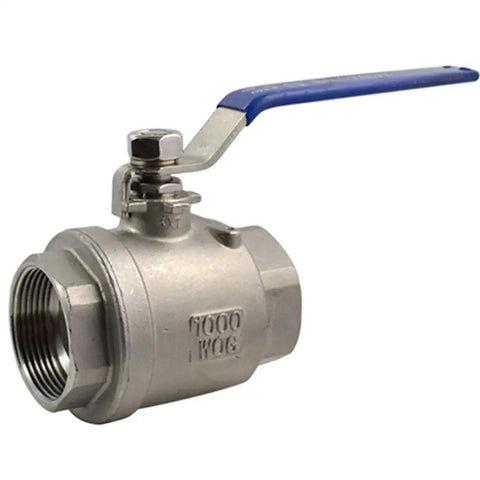 Two Pack Pro Grade 316 Stainless Steel 1.5 Inch Full Port Ball Valve With Heavy Duty Blue Vinyl Insulated Handle NPT Female Threads