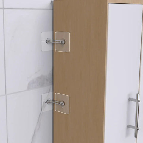 Heavy Duty No Drill Furniture Wall Anchor Kit for Drawers and TV Cabinets, Adhesive Anti Tip Straps with Stainless Steel and Acrylic, Quick Install, Renter Friendly Safety Solution to Prevent Tipping and Falls on wooden cabinet and wall