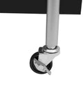 Close-up of secure roller wheels on Ride Smooth Black Two Tier Mobile Bar Cart With Secure Roller Wheels Home Serving Stand.