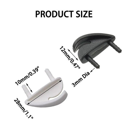 Product size of Six Pack Nylon Wing Tip Protectors For RC Planes And Helis, black and white options, easy install, 28mm long.