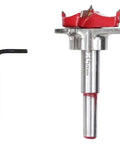 Hinge hole opener drill bit, 35mm diameter, metal body for woodworking; includes L-shaped Allen key