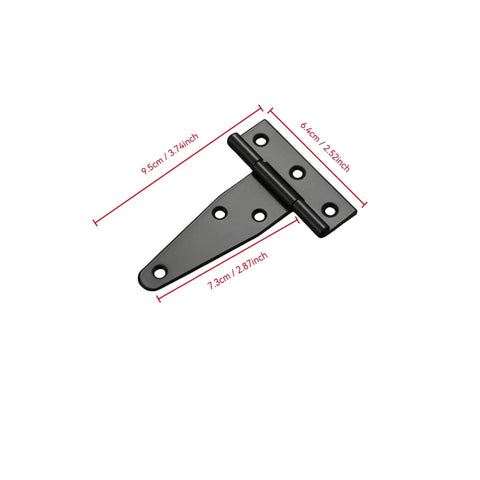 Heavy Duty 20 Pack T Shaped Hinges with Screws for Outdoor Wood Fence and Barn Doors, 270 Degree Swing visible with dimensions