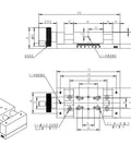 Technical drawing of Manual Linear Stage with 150mm Travel and 80x80mm Table, slick optical sliding translation stage PT80-50