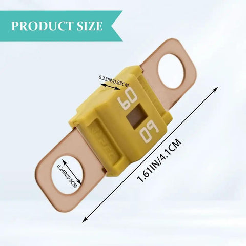 Heavy Duty Three Pack AMI Midi Automotive Fuses Offering Sixty Amp Bolt On Mounting For Smooth Circuit Protection Across Cars Trucks Golf Carts And Pickup Beds No Hassle Install, showing fuse size details.