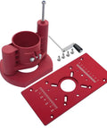 Rock Solid Router Table Insert Plate With Quick Adjust Router Lift Flip Plate Set For Woodworkers, red aluminum components.