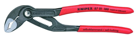Cobra Locking Pliers Set Two Piece With Fine Adjustment For Different Sized Workpieces, one-hand adjustment, red grips