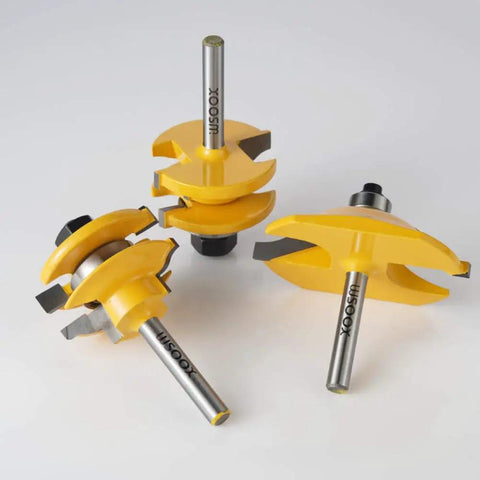 Three Piece Raised Panel Cabinet Door Router Bit Set With Ogee Rail And Stile For Woodworking, Pro Grade Carbide Cutters